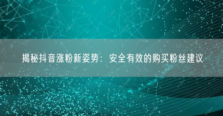 揭秘抖音涨粉新姿势：安全有效的购买粉丝建议