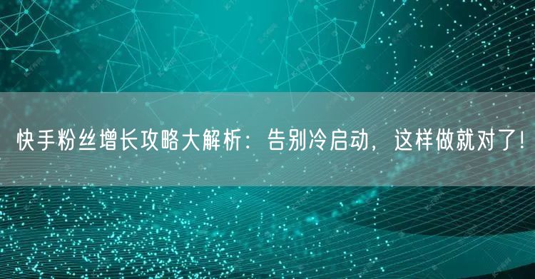 快手粉丝增长攻略大解析：告别冷启动，这样做就对了！