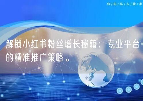 解锁小红书粉丝增长秘籍：专业平台的精准推广策略。