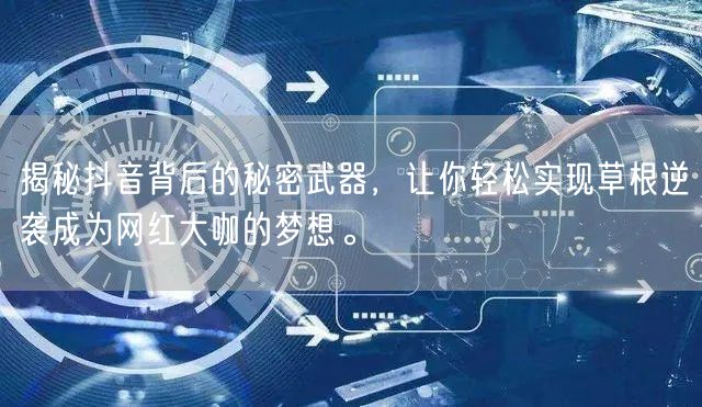 揭秘抖音背后的秘密武器，让你轻松实现草根逆袭成为网红大咖的梦想。