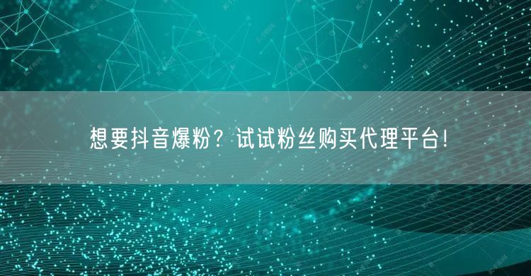想要抖音爆粉？试试粉丝购买代理平台！
