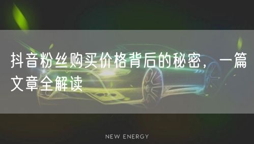 抖音粉丝购买价格背后的秘密，一篇文章全解读