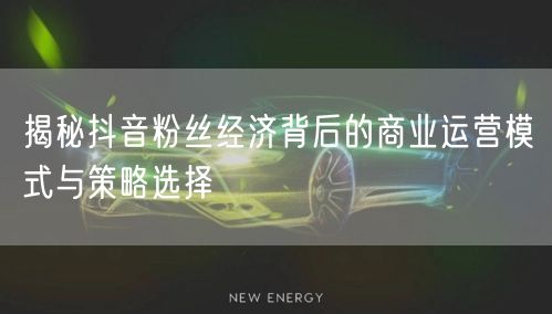 揭秘抖音粉丝经济背后的商业运营模式与策略选择