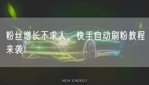 粉丝增长不求人，快手自动刷粉教程来袭！