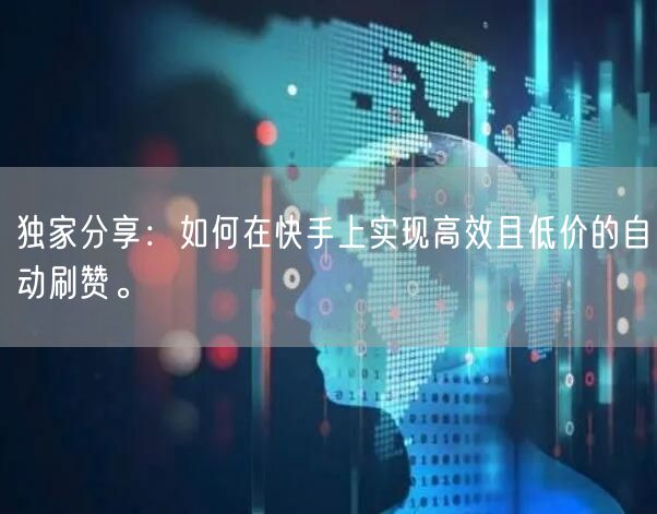 独家分享：如何在快手上实现高效且低价的自动刷赞。