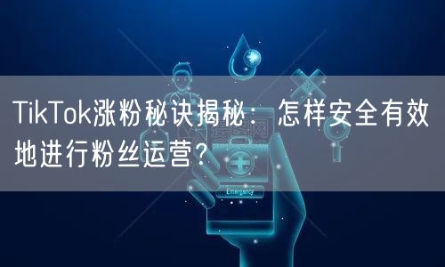 TikTok涨粉秘诀揭秘：怎样安全有效地进行粉丝运营？