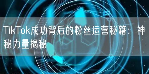 TikTok成功背后的粉丝运营秘籍：神秘力量揭秘