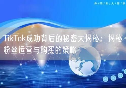 TikTok成功背后的秘密大揭秘：揭秘粉丝运营与购买的策略