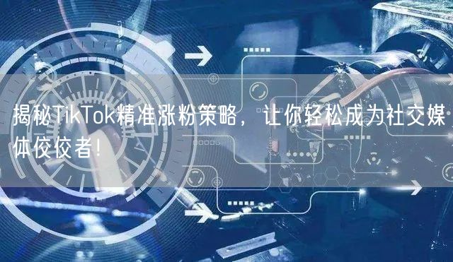 揭秘TikTok精准涨粉策略，让你轻松成为社交媒体佼佼者！