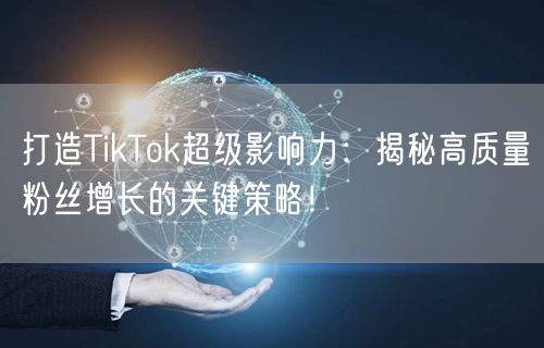 打造TikTok超级影响力：揭秘高质量粉丝增长的关键策略！