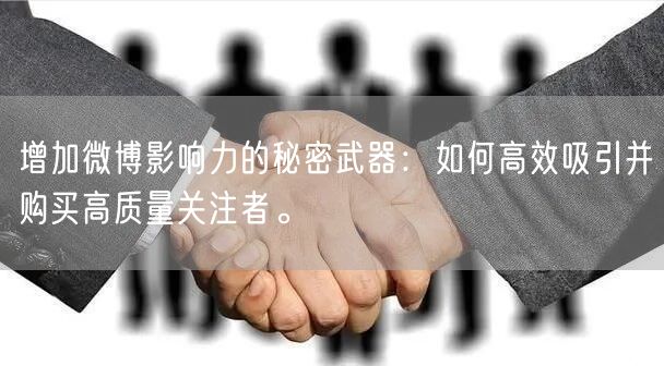增加微博影响力的秘密武器：如何高效吸引并购买高质量关注者。