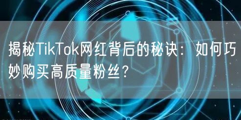 揭秘TikTok网红背后的秘诀：如何巧妙购买高质量粉丝？