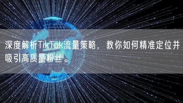 深度解析TikTok流量策略，教你如何精准定位并吸引高质量粉丝。