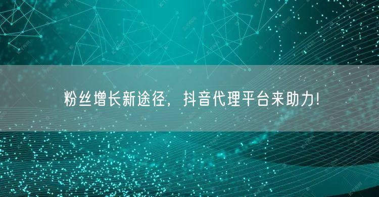 粉丝增长新途径，抖音代理平台来助力！