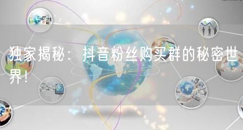 独家揭秘：抖音粉丝购买群的秘密世界！