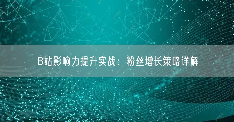 B站影响力提升实战：粉丝增长策略详解