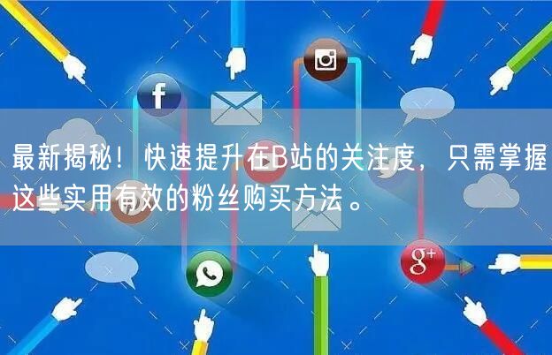 最新揭秘！快速提升在B站的关注度，只需掌握这些实用有效的粉丝购买方法。