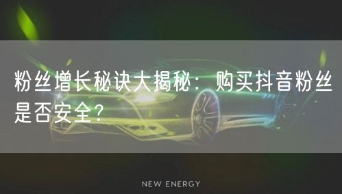 粉丝增长秘诀大揭秘：购买抖音粉丝是否安全？