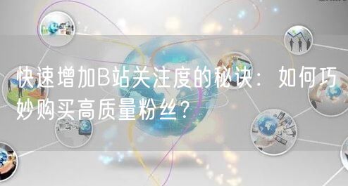 快速增加B站关注度的秘诀：如何巧妙购买高质量粉丝？