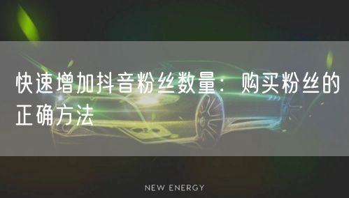 快速增加抖音粉丝数量：购买粉丝的正确方法