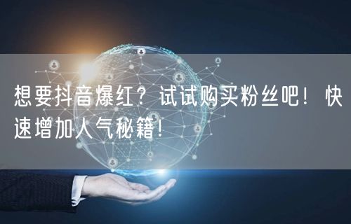 想要抖音爆红？试试购买粉丝吧！快速增加人气秘籍！