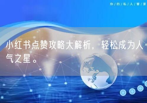 小红书点赞攻略大解析，轻松成为人气之星。