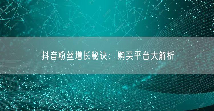 抖音粉丝增长秘诀：购买平台大解析
