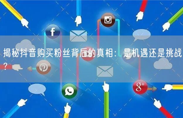 揭秘抖音购买粉丝背后的真相：是机遇还是挑战？
