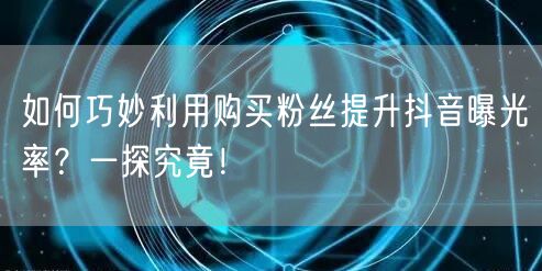 如何巧妙利用购买粉丝提升抖音曝光率？一探究竟！