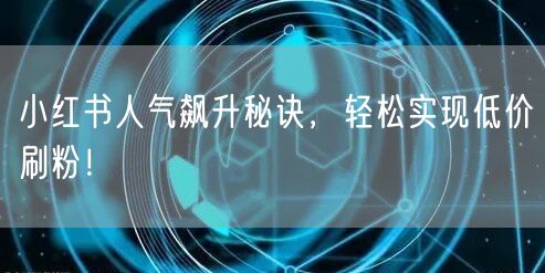 小红书人气飙升秘诀，轻松实现低价刷粉！