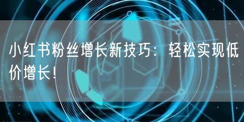 小红书粉丝增长新技巧：轻松实现低价增长！