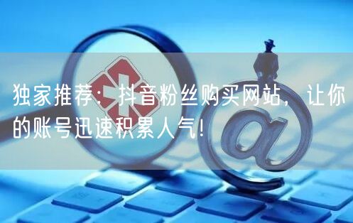 独家推荐：抖音粉丝购买网站，让你的账号迅速积累人气！