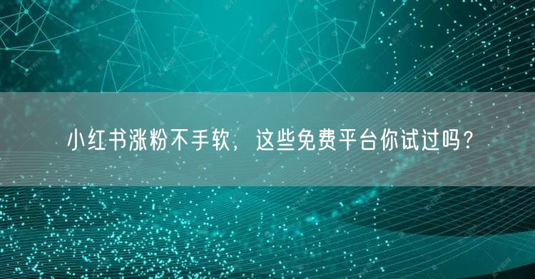 小红书涨粉不手软，这些免费平台你试过吗？