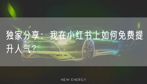 独家分享：我在小红书上如何免费提升人气？