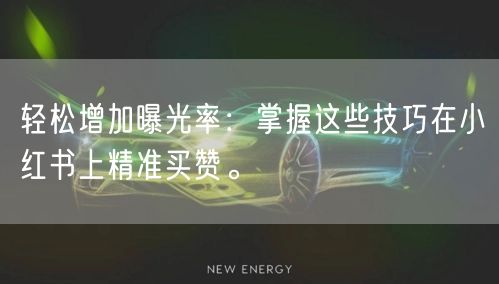 轻松增加曝光率：掌握这些技巧在小红书上精准买赞。