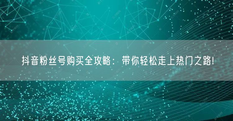 抖音粉丝号购买全攻略：带你轻松走上热门之路!