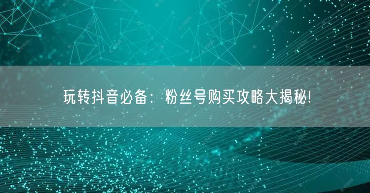 玩转抖音必备：粉丝号购买攻略大揭秘!