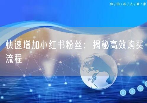 快速增加小红书粉丝：揭秘高效购买流程