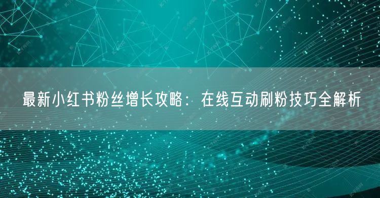 最新小红书粉丝增长攻略：在线互动刷粉技巧全解析