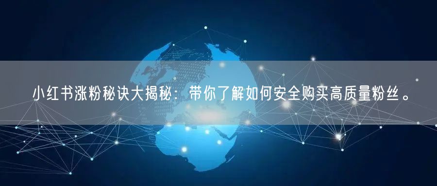 小红书涨粉秘诀大揭秘：带你了解如何安全购买高质量粉丝。