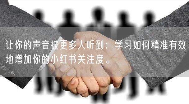 让你的声音被更多人听到：学习如何精准有效地增加你的小红书关注度。
