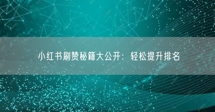 小红书刷赞秘籍大公开：轻松提升排名